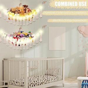 Stuffed Animal Hammock with LED Light, Toy Hammock for Stuffed Animals Storage for Kids Room Decor, Stuffed Animal Hammock Corner, White - Image 8