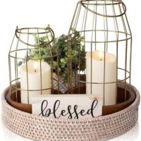 Rustic Farmhouse Lantern Decor - Stylish Decorative Lanterns for Your Living Room, Fireplace Mantle or Kitchen Dining Table - Modern Upscale Beauty for Your Entire Home