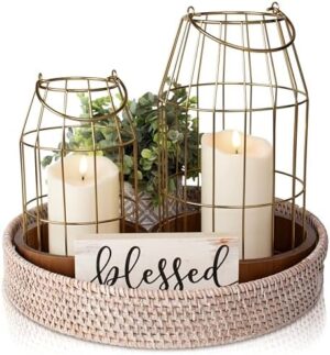 Rustic Farmhouse Lantern Decor - Stylish Decorative Lanterns for Your Living Room, Fireplace Mantle or Kitchen Dining Table - Modern Upscale Beauty for Your Entire Home