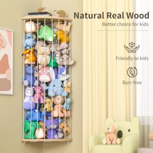 Stuffed Animal Storage Wood Corner Plush Toys Holder with Star Pattern, Length Adjustable Hanging Stuffed Animal Toy Organizer Shelf for Nursery Play Room Bedroom Kid Room - Image 7