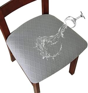 Genina Waterproof Seat Covers for Dining Room Chairs Covers Dining Chair Cover Kitchen Chair Covers (Gray, 4 Pcs)