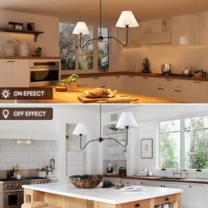 2-Light Modern Linear Chandelier for Dining Room, 55" Farmhouse Kitchen Island Lighting with White Fabric Shades,Hanging Lighting Fixtures for Living Room Bedroom - Image 5