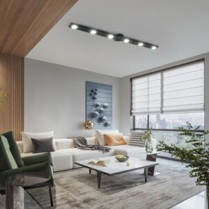 Garwarm Modern Dimmable LED Ceiling Light Track Lighting, 6 Lights Long Flush Mount Ceiling Light Fixture with Remote LED Chandelier for Bedroom Dining Room Kitchen 33W Black - Image 7