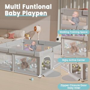 Baby Playpen 50x50 Inch, Play Pens for Babies and Toddlers Baby Fence Baby Play Yards for Indoor & Outdoor with Breathable Mesh Anti-Fall Playpen - Image 4