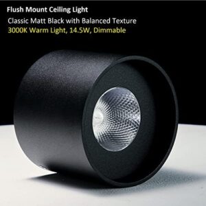 Ceiling Light Fixture, Flush Mount Ceiling Lights LED Dimmable Cylinder Ceiling Light Spot Light for Living Room Hallway Kitchen Dining Room Foyer 3000K 14.5W (Black) 2-Pack - Image 4