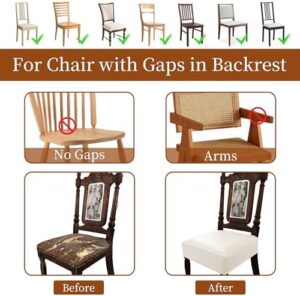 Leather Seat Covers for Dining Room Chairs Set of 4, Waterproof Kitchen Chair Seat Protector Slipcovers Made of 4-Way High Stretch PU Leather and Rear Covers Design (Cream 4 Pcs) - Image 4