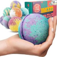 Bubbly Belle Bath Bombs XXL Gift Set, 12 Extra Large Handmade Aromatherapy Fizzies with Essential Oil Blends and Epsom Salt, Vegan for Women, Men, Kids