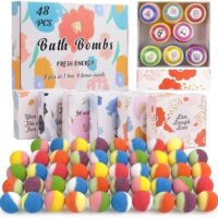 48 Natural & Organic Bath Bombs for Women and Kids, Rich in Essential Oils, Relaxation and Stress Relief, BathBombs Gift Set for Mothers Day, Christmas, Valentines Day & Birthday