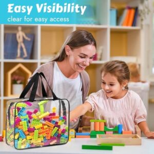 4 Pack Toy Storage Bags, Clear PVC Toy Organizer Bags with Zipper, Large Black Waterproof Reusable Toy Bags with Labels for Puzzles, Building Blocks, Board Game, Stationery, Kids Books - Image 5