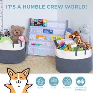 Humble Crew 4-Tier Kids Bookshelf, Grey Wood/White - Premium Book Shelf for Kids Rooms with Four Deep Pockets - Toddler Sling Book Rack with Deep Sleeves, Nursery Bookcase Organizer - Image 7