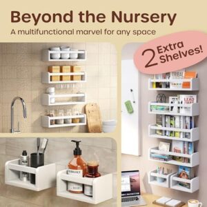 Floating Nursery Book Shelves for Wall Set of 4+2, Wall Bookshelf for Kids Room, Toys & Books Display, Nursery Decor Storage, Book Shelf for Kids Rooms Hanging Bookshelf (6-in-1 White) - Image 6