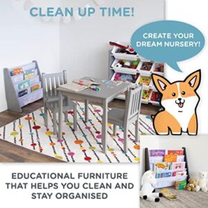 Humble Crew 4-Tier Kids Bookshelf, Grey Wood/White - Premium Book Shelf for Kids Rooms with Four Deep Pockets - Toddler Sling Book Rack with Deep Sleeves, Nursery Bookcase Organizer - Image 5