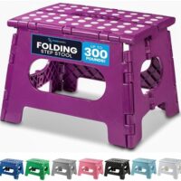 Handy Laundry Folding Lightweight Step Stool is Sturdy Enough to Support Adults and Safe Enough for Kids. Opens Easy with One Flip. Great for Kitchen, Bathroom or Bedroom. (Purple)
