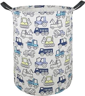 19.7" Round Laundry Basket Laundry Hamper with Handles, Blue, Collapsible, Perfect for Baby Girls Nursery, Home, Office, etc.