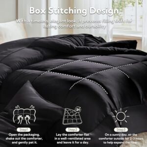 MR&HM Queen Comforter Set Black, Reversible Satin Microfiber Comforter Set for All Seasons, 3 Pieces Non-Slip Silky Soft Bedding Sets with 1 Comforter (90"x90") and 2 Pillowcases (20"x26") - Image 6