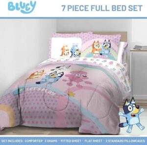 Jay Franco Bluey Full Size Comforter Set - 7 Piece Bedding Includes Sheet Set & Pillow Covers - Super Soft Cozy Pink Bedding - Image 2