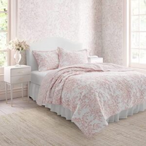 Laura Ashley - King Quilt Set, Reversible Cotton Bedding with Matching Shams, Lightweight Home Decor for All Seasons (Bedford Pink, King) - Image 2
