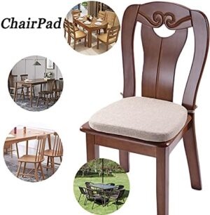 Chair Cushion with Ties for Dining Chairs - Memory Foam Non Slip Kitchen Chair Pad and Dining Seat Cushion with Machine Washable Cover Set of 4 [16.5 x 16.2 Inches] - Dark Beige - Image 2