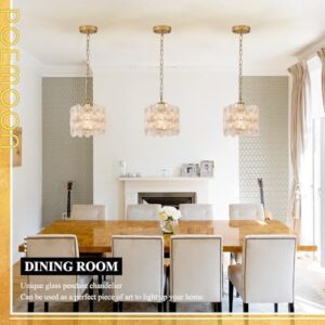 Gold Glass Pendant Light 1-Pack Modern Flower Small Ceiling Pendant Lighting 1-Light for Kitchen Island Sink Dining Room Bedroom Entryway Hallway, E26 - Image 8