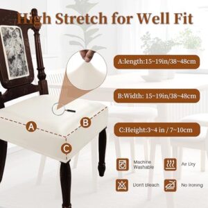 Leather Seat Covers for Dining Room Chairs Set of 4, Waterproof Kitchen Chair Seat Protector Slipcovers Made of 4-Way High Stretch PU Leather and Rear Covers Design (Cream 4 Pcs) - Image 6