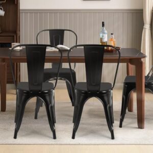 FDW Metal Dining Chairs Set Of 4 Indoor Outdoor Chairs Patio Chairs Kitchen Metal Chairs 18 Inch Seat Height Restaurant Chair Metal Stackable Chair Tolix Side Bar Chairs 330LBS Weight Capacity - Image 2