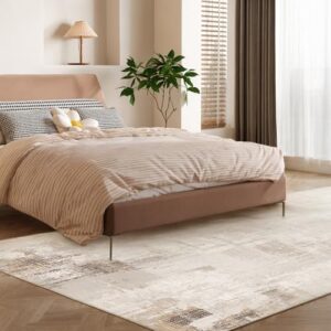 8'x10' Area Rug for Living Room Bedroom Machine Washable Non Slip Vintage Carpet Foldable Floor Cover Kitchen Accent Indoor Mat Throw Rug for Laundry Dining Room Bathroom Office, Beige - Image 7