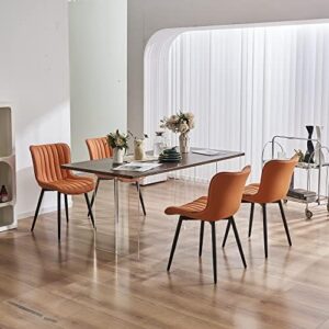 YOUNUOKE Dining Chairs Set of 2 Camel Mid Century Modern Kitchen Chairs Armless Faux Leather Upholstered Dinner Side Chair with Back for Guest Reception Living Room, Matte Orange - Image 6