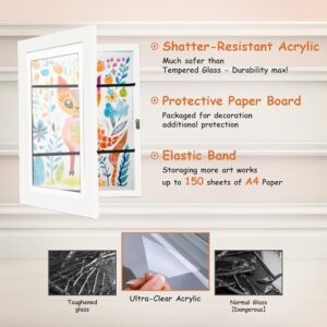 [2-Pack] Kids Artwork Frames Changeable, 8.5 x 11-IN Frames for Kids Artwork, Front Opening Picture Frames, Home Decor, Up to 150 Pcs of Kids Art Frame, Craft Storage, Hanging Wall Decor, Art - Image 5