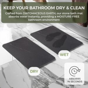 Stone Bath Mat, 23.7 x 15.4 inches, Quick Dry & Non-Slip Diatomaceous Earth Bath Mat for Bathroom and Kitchen (Black Marble) - Image 3