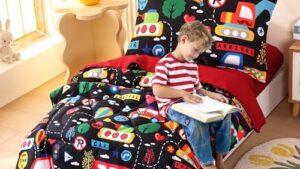 Wowelife Cars Toddler Bedding Set for Boys 4 Piece Toddler Bed Comforter Set Black Toddler Bed Kids Comforter Sets with Comforter, Flat Sheet, Fitted Sheet and Pillowcase - Image 7