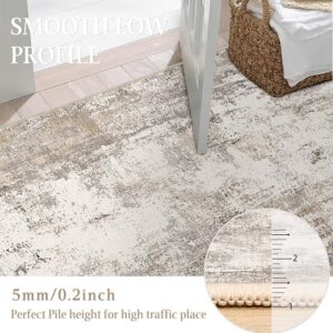 6x9 Washable Area Rug Brown Grey Neutral Abstract Living Room Bedroom Large Throw Rug Non Slip Soft Low Pile Indoor Floor Carpet for Dining Room Kitchen Office Entryway - Image 5