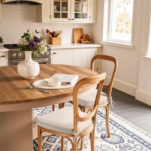 Chair Cushions for Dining Chairs, D-Shaped Seat Cushions with Removable Washable Cover and Ties, Chair Pads for Kitchen, Indoor Dining Room, Patio Chairs, 17'' x 16'', Set of 4, Beige - Image 6