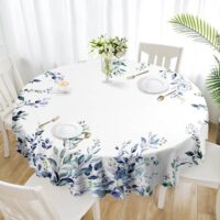 Eikione Kitchen Tablecloth 60 inch Round Boho Tablecloths Polyester Table Cloth for Party Restaurant Banquet Dining Buffet Table Picnic Decorations