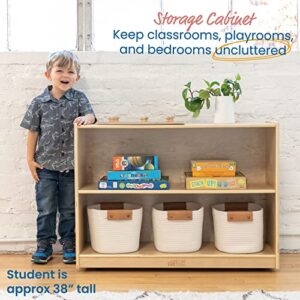 ECR4Kids 2-Shelf Mobile Storage Cabinet, Classroom Furniture, Natural - Image 4