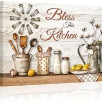 HOMEOART Kitchen Canvas Wall Art Rustic Farmhouse Kitchen Wall Decor Painting Art Print for Dining Room Decor, Framed Ready to Hang on Wall 24x36 inch