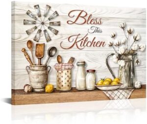 HOMEOART Kitchen Canvas Wall Art Rustic Farmhouse Kitchen Wall Decor Painting Art Print for Dining Room Decor, Framed Ready to Hang on Wall 24x36 inch