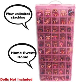 HOME4 No BPA 60 Adjustable Compartments 6 Layers Stackable Storage Container Organizer Carrying Display Case, Compatible with Surprise Small Toys Lol, Shopkins, Omg barbie (Dolls Not Included) (Pink) - Image 4