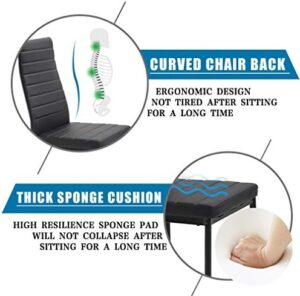 FDW Dining Table Set Glass Dining Room Table Set for Small Spaces Kitchen Table and Chairs for 4 Table with Chairs Home Furniture Rectangular Modern (Black Glass) - Image 2