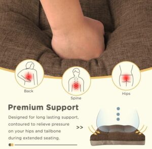 Indoor Kitchen Chair Cushions Set of 4 Non Slip Tufted Chair Pads with Ties Thick Dining Room Seat Cushions 16'' x 16'' x 4'' Coffee - Image 4