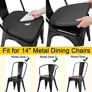 SINOSSO Modern Faux Leather 14" Metal Chair Cushions Set of 4, Leathaire Magnetic Chair Pads for Dining Kitchen Cafe Bistro Stackable Chairs (U-Shape, Black, 4) - Image 5