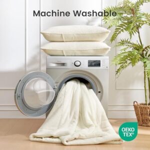 Snuggle Sac Ultra Soft Queen Comforter Set Ivory, 3 Pieces Solid Warm Sherpa Fluffy Bedding Comforter Sets Queen Size (1 Comforter, 2 Shams) - Image 7