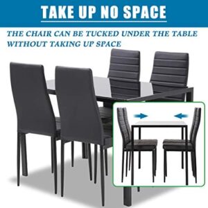 FDW Dining Table Set Glass Dining Room Table Set for Small Spaces Kitchen Table and Chairs for 4 Table with Chairs Home Furniture Rectangular Modern (Black Glass) - Image 3