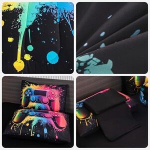 Full Size Comforter Sets 5-Piece Bed in A Bag Game Bedding Comforter Sets Gamer Bedding Set Full for Kids - All-Season with Pillowcases - Image 5
