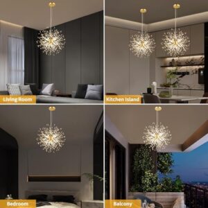 Crystal Pendant Light 8-Light Dandelion Sputnik Chandelier Modern Gold Firework Ceiling Lighting Fixtures for Dining Room Bedroom Bathroom Kitchen Foyer Hallway - Image 7