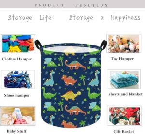 KUNRO Large Storage Basket Toy Box Bin Laundry Bag Foldable Hamper Clothes Kids Gift Organizer Chest Waterproof Coating Organizer Dorm Nursery Home(Blue dinosaur) - Image 3