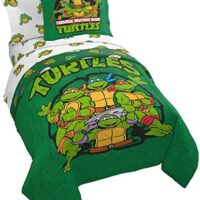 Jay Franco Nickelodeon Teenage Mutant Ninja Turtles Green Bricks 7 Piece Bed Set-Includes Reversible Comforter & Sheet Set Bedding-Super Soft Fade Resistant Microfiber Official Nickelodeon Product