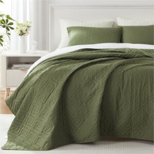 Homelike Moment Quilts Bedspreads Queen Size Bedding Set, Olive Green Quilt Coverlet Full Size for All Season
