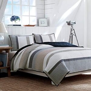 Nautica - Quilt, Cotton Reversible Bedding, Home Decor for All Seasons (Tideway Tan/Grey, King)