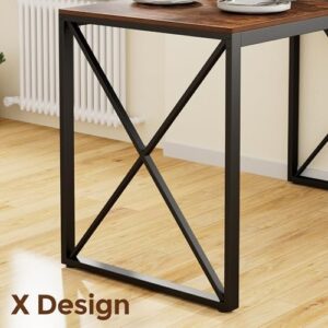 47.2" L Dining Table, Kitchen Room Table for 4,Breakfast Table, Wooden Desktop and Metal Frame, for Small Space, Dining Room, Rustic Brown and Black - Image 5