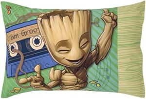 Marvel Guardians of The Galaxy I Am Groot Green and Blue 4 Piece Toddler Bed Set - Comforter, Fitted Bottom Sheet, Flat Top Sheet, and Reversible Pillowcase - Image 6